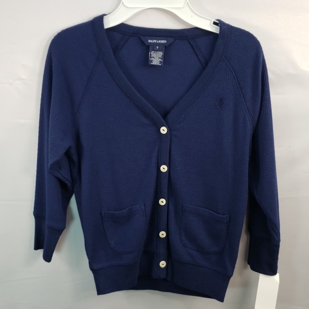 Ralph Lauren Polo Navy Button Down Cardigan Size 6